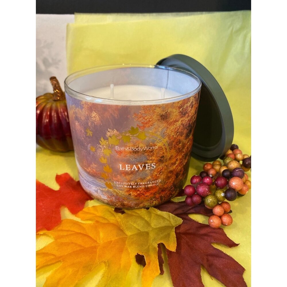 Bath & Body Works “Leaves” NEW 3 Wick Candle